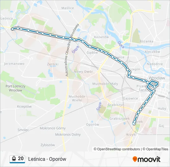 Трамвай 20: карта маршрута