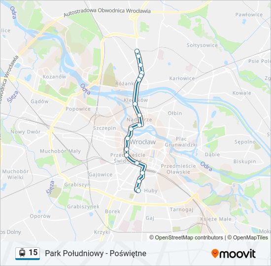 Трамвай 15: карта маршрута
