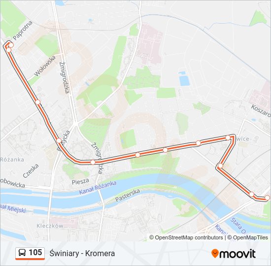 105 bus Line Map