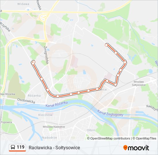 119 bus Line Map