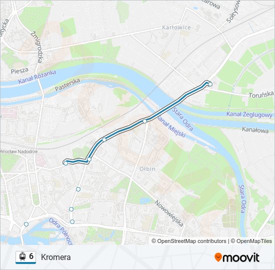 Трамвай 6: карта маршрута