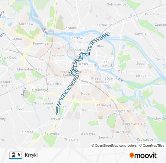 Трамвай 6: карта маршрута