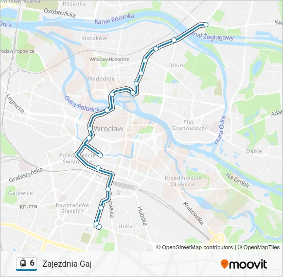 Трамвай 6: карта маршрута