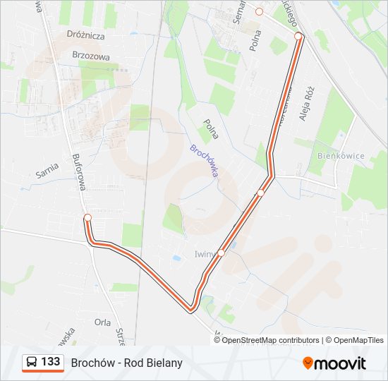 133 bus Line Map