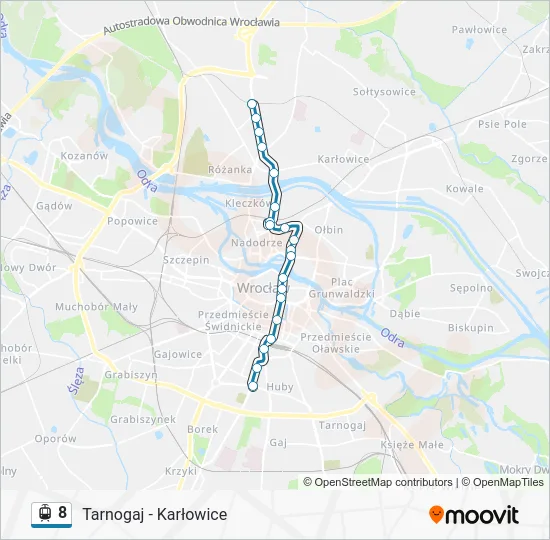 Трамвай 8: карта маршрута