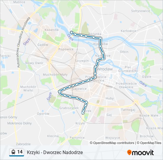 Трамвай 14: карта маршрута