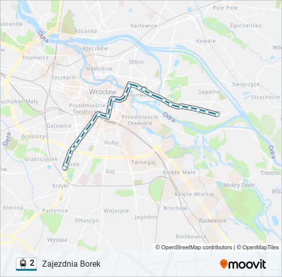 Трамвай 2: карта маршрута