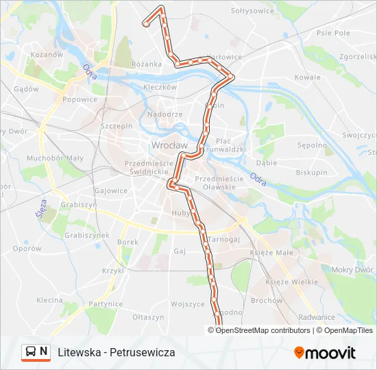 N Bus Line Map