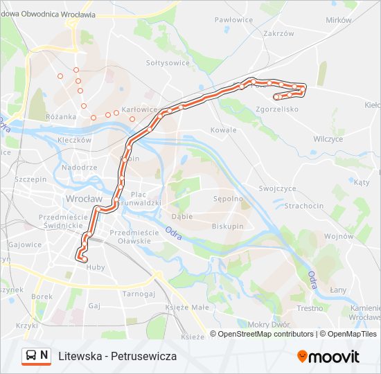 Автобус N: карта маршрута
