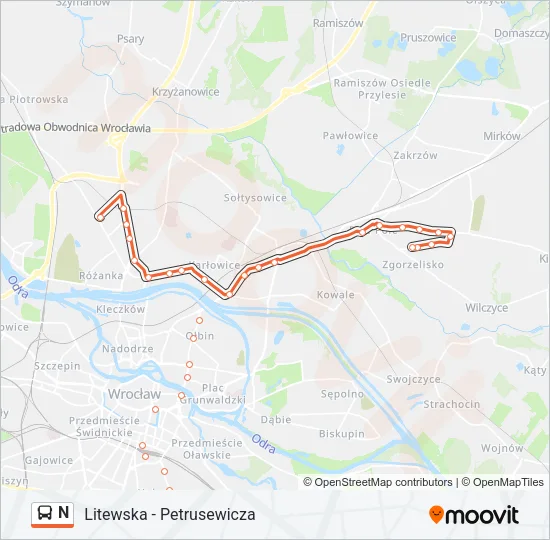 N Bus Line Map