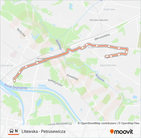 Автобус N: карта маршрута