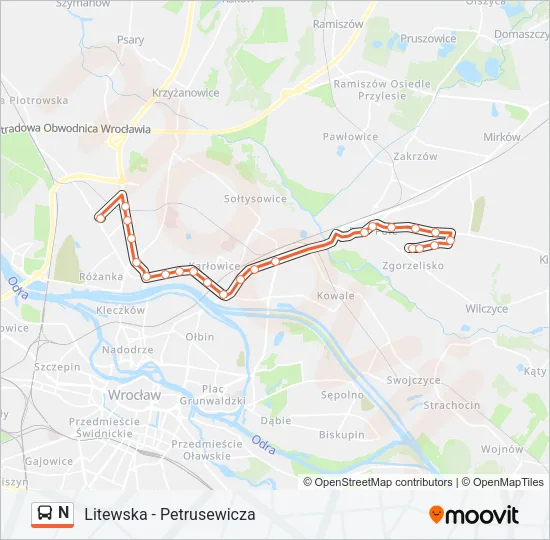 N Bus Line Map