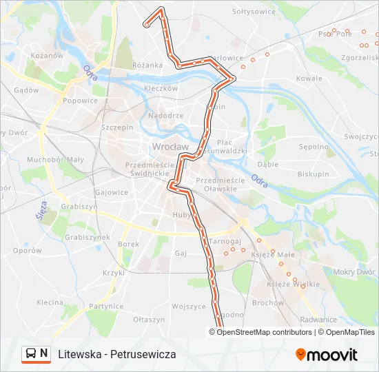 N Bus Line Map