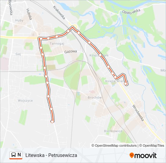 Автобус N: карта маршрута