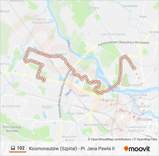 Автобус 102: карта маршрута