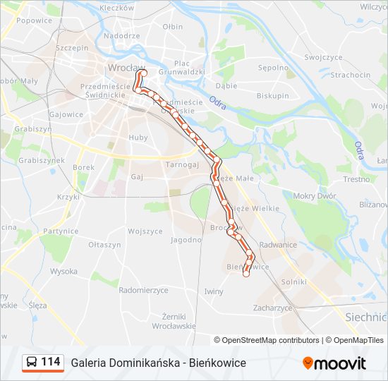 114 bus Line Map