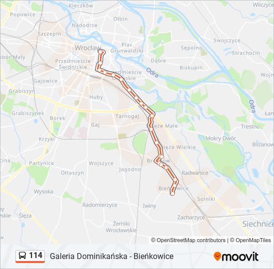 114 bus Line Map