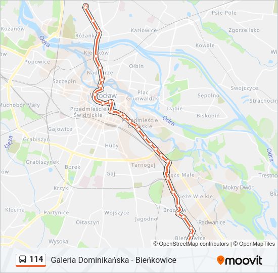 114 bus Line Map