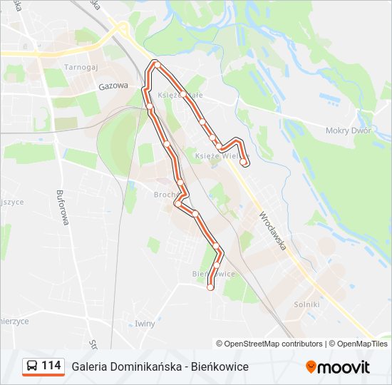 114 bus Line Map