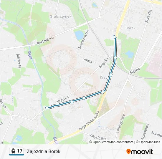 Трамвай 17: карта маршрута