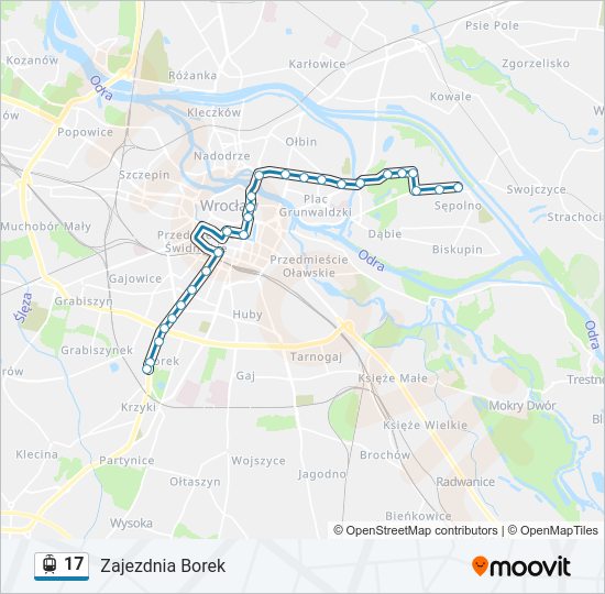 Трамвай 17: карта маршрута