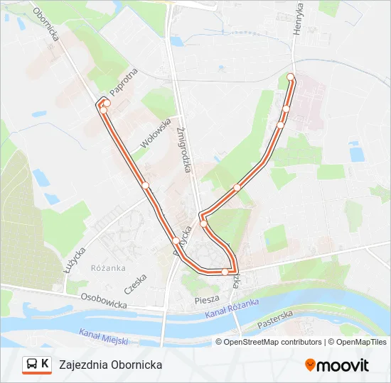 Автобус K: карта маршрута
