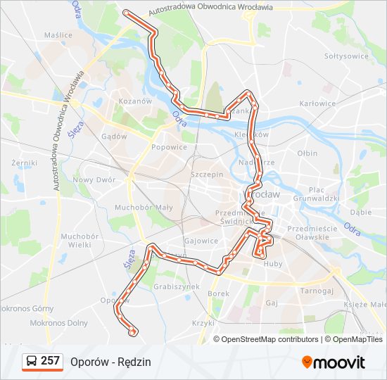 257 bus Line Map