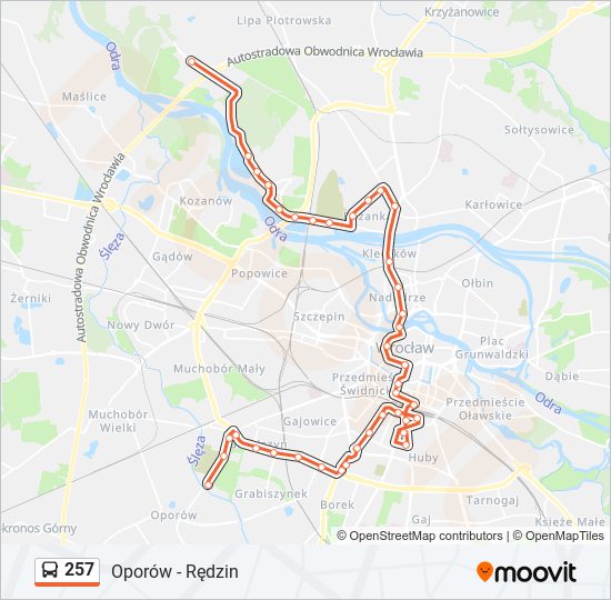 257 bus Line Map