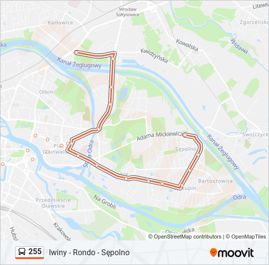 255 bus Line Map