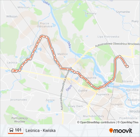 Mapa linii autobus 101