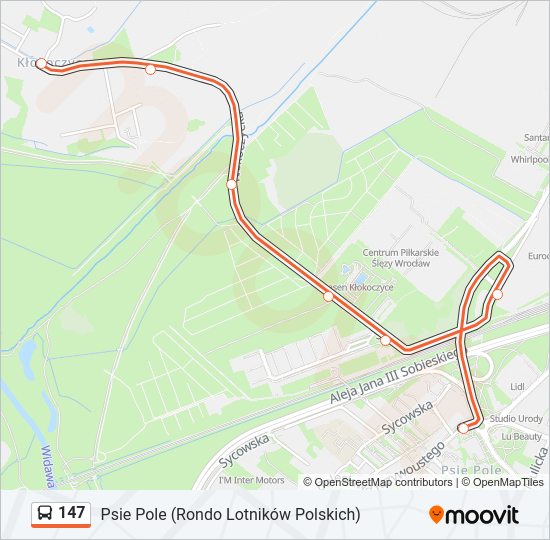 147 bus Line Map