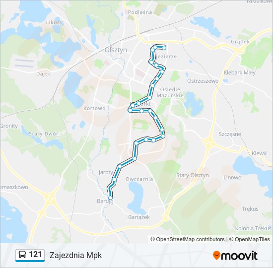 121 bus Line Map