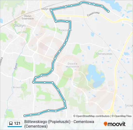 121 Bus Line Map
