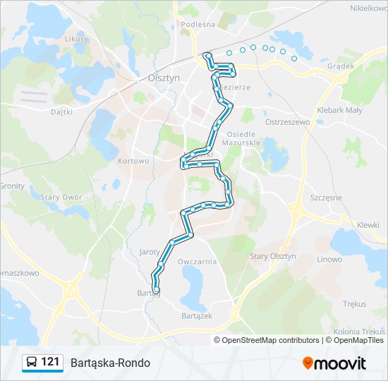 121 bus Line Map