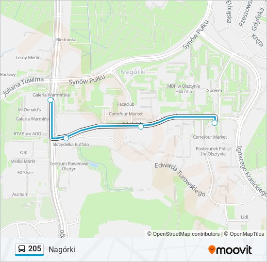 205 bus Line Map