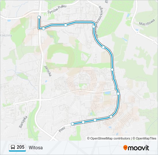 205 bus Line Map