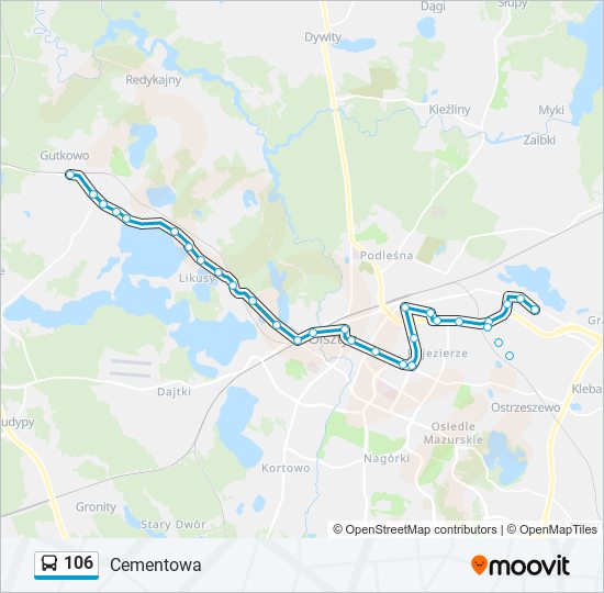 106 bus Line Map