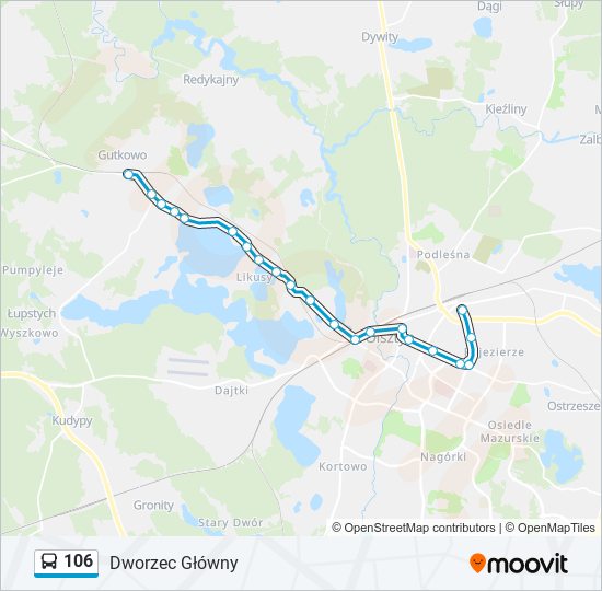 106 bus Line Map