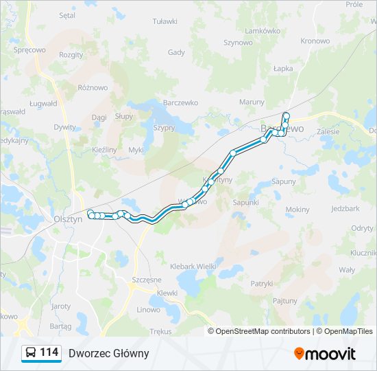 114 bus Line Map