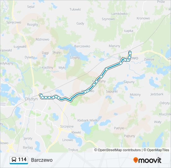 114 bus Line Map