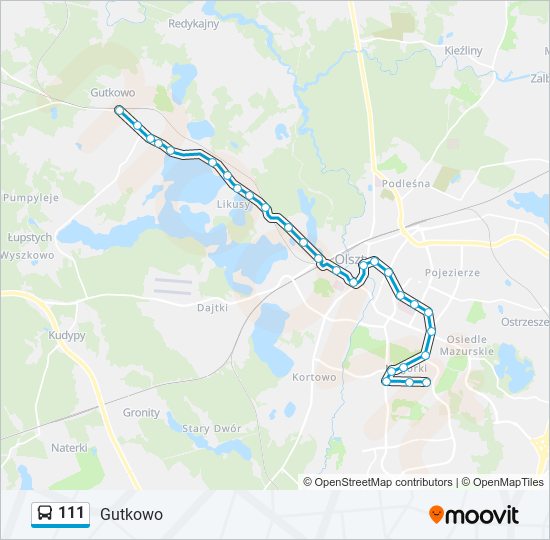 111 bus Line Map