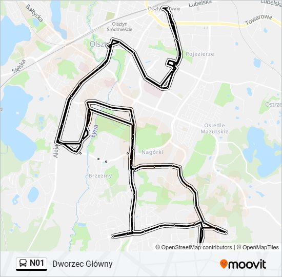 N01 bus Line Map