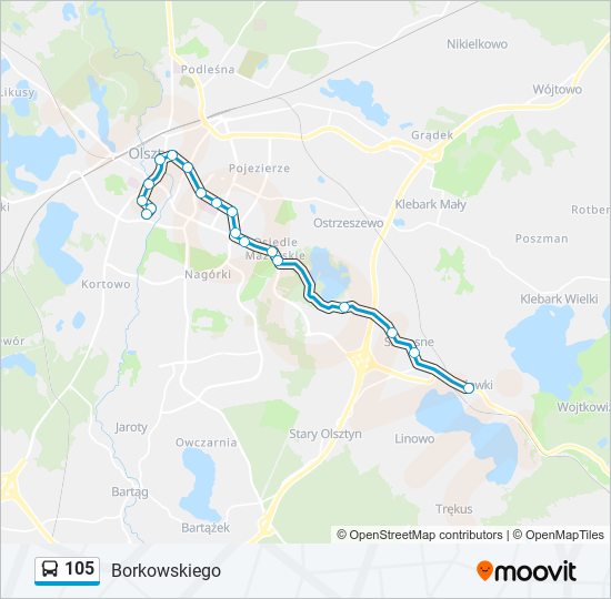 105 bus Line Map