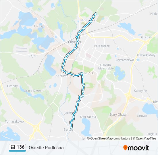 136 bus Line Map