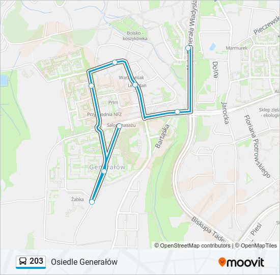 203 bus Line Map