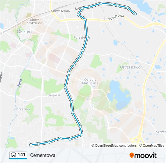 141 bus Line Map