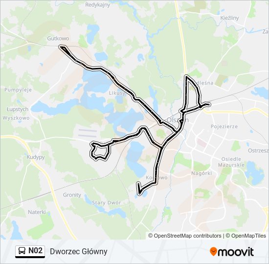 N02 bus Line Map