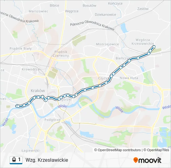 Трамвай 1: карта маршрута