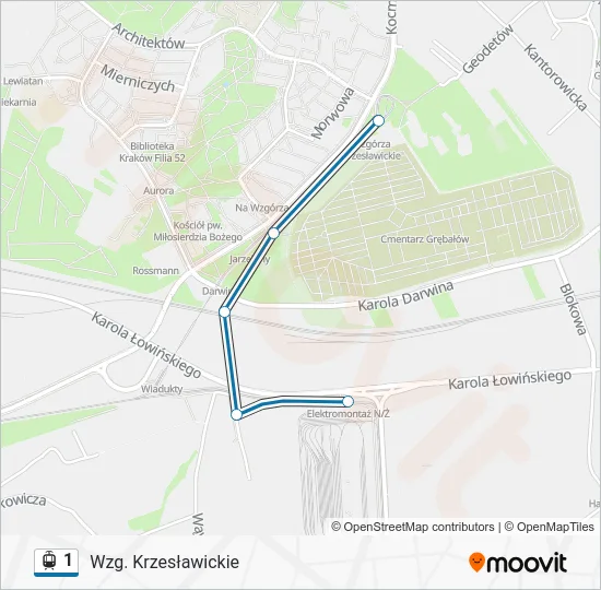 Трамвай 1: карта маршрута