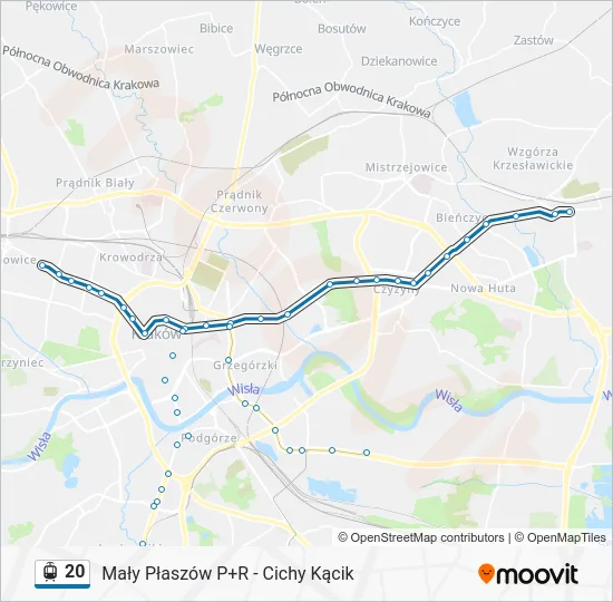 Трамвай 20: карта маршрута